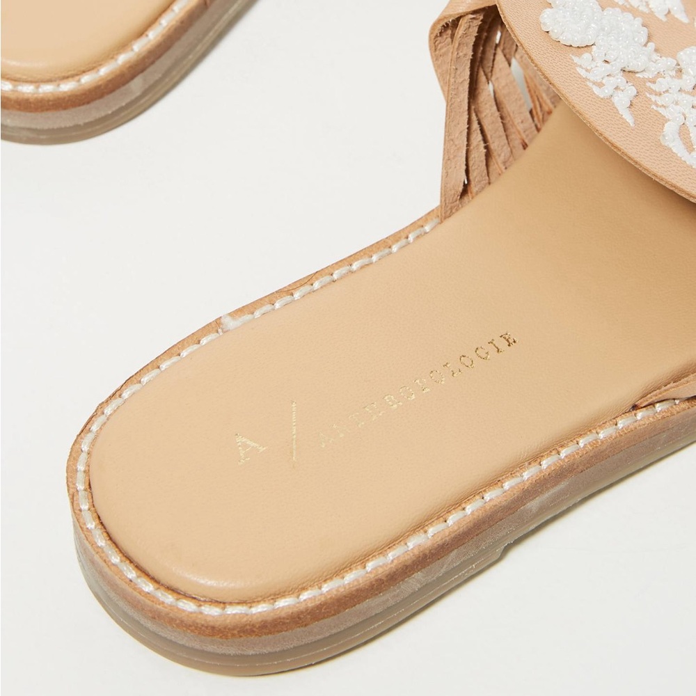 Anthropologie Embroidered Woven Slip On Mule Sandal with Glass Beads, Size 9.5 - Picture 4 of 7